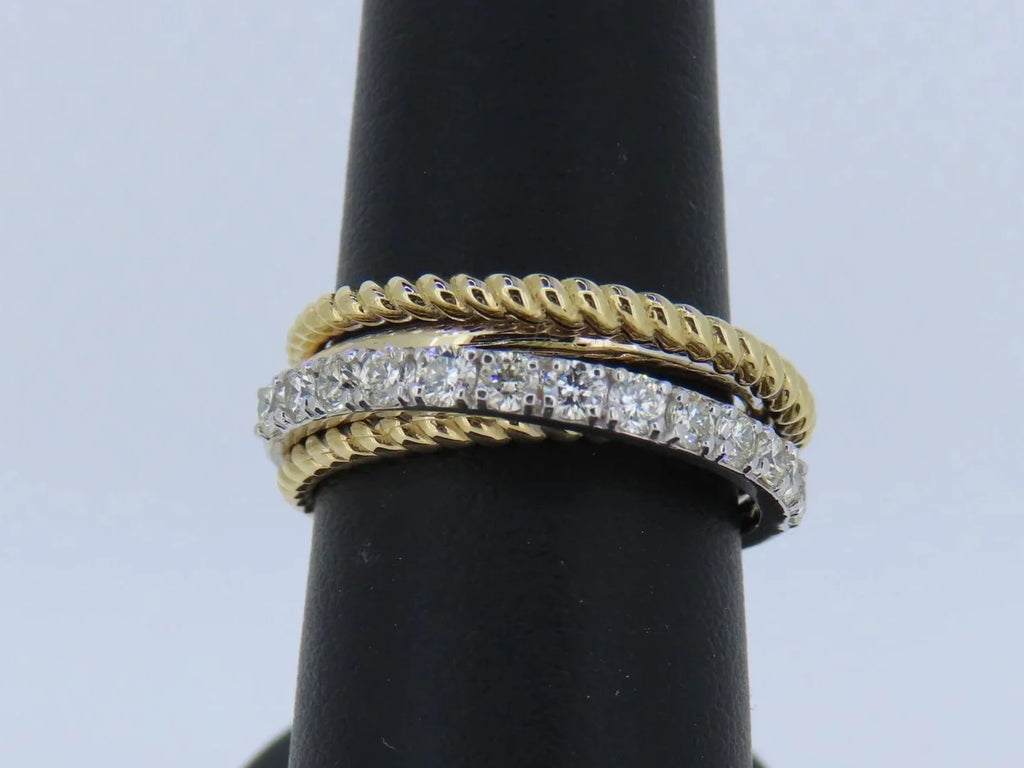 Two-Toned Diamond Beaded Ring - Two-Toned Gold | Greco Jewelers - alternate angle