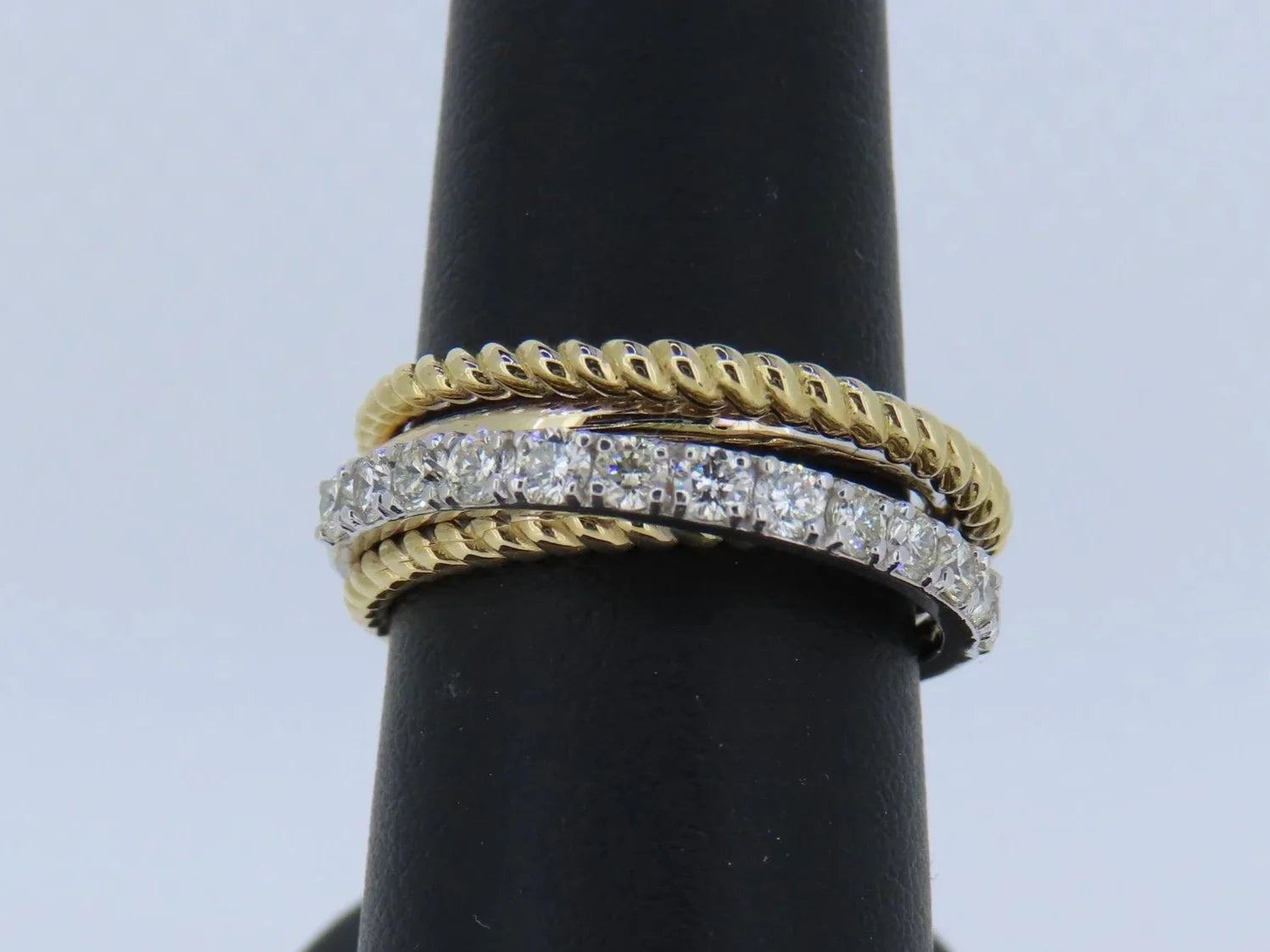 Two-Toned Diamond Beaded Ring - Two-Toned Gold | Greco Jewelers - alternate angle