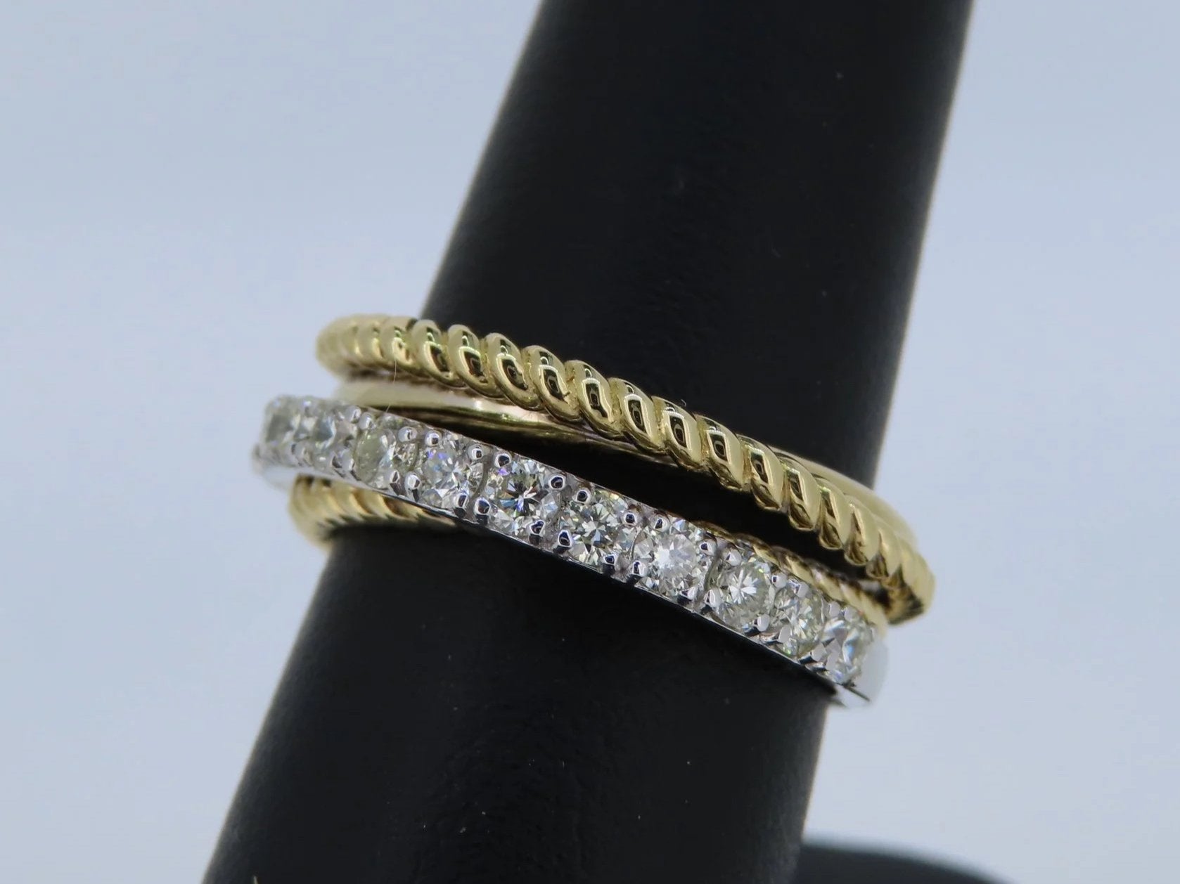 Two-Toned Diamond Beaded Ring - Two-Toned Gold | Greco Jewelers - detail view