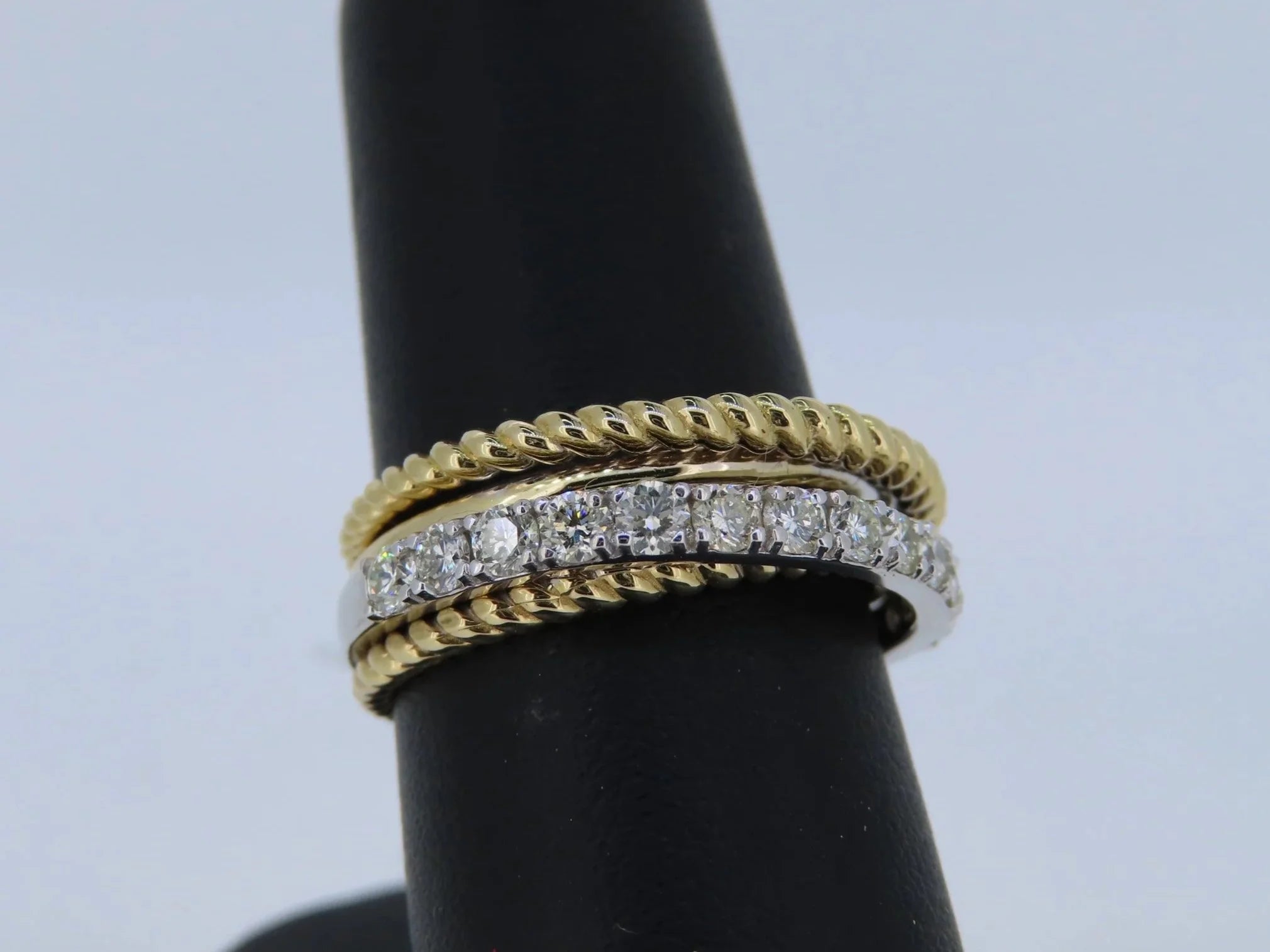 Two-Toned Diamond Beaded Ring - Two-Toned Gold | Greco Jewelers
