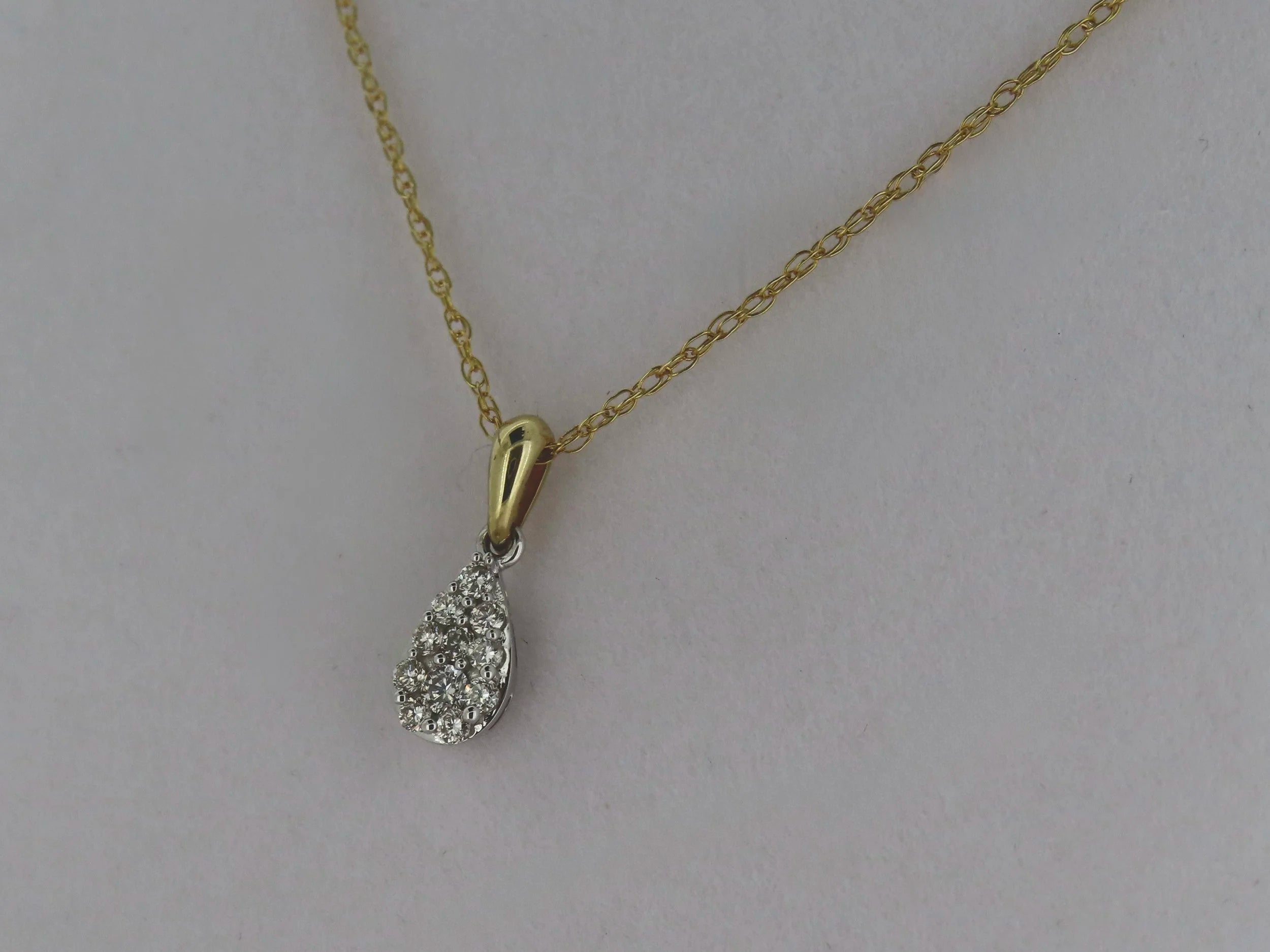 Pear Shaped Diamond Cluster Necklace | Greco Jewelers - detail view