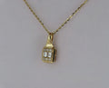 Double Emerald Cut Diamond Pendant | Greco Jewelers - detail view