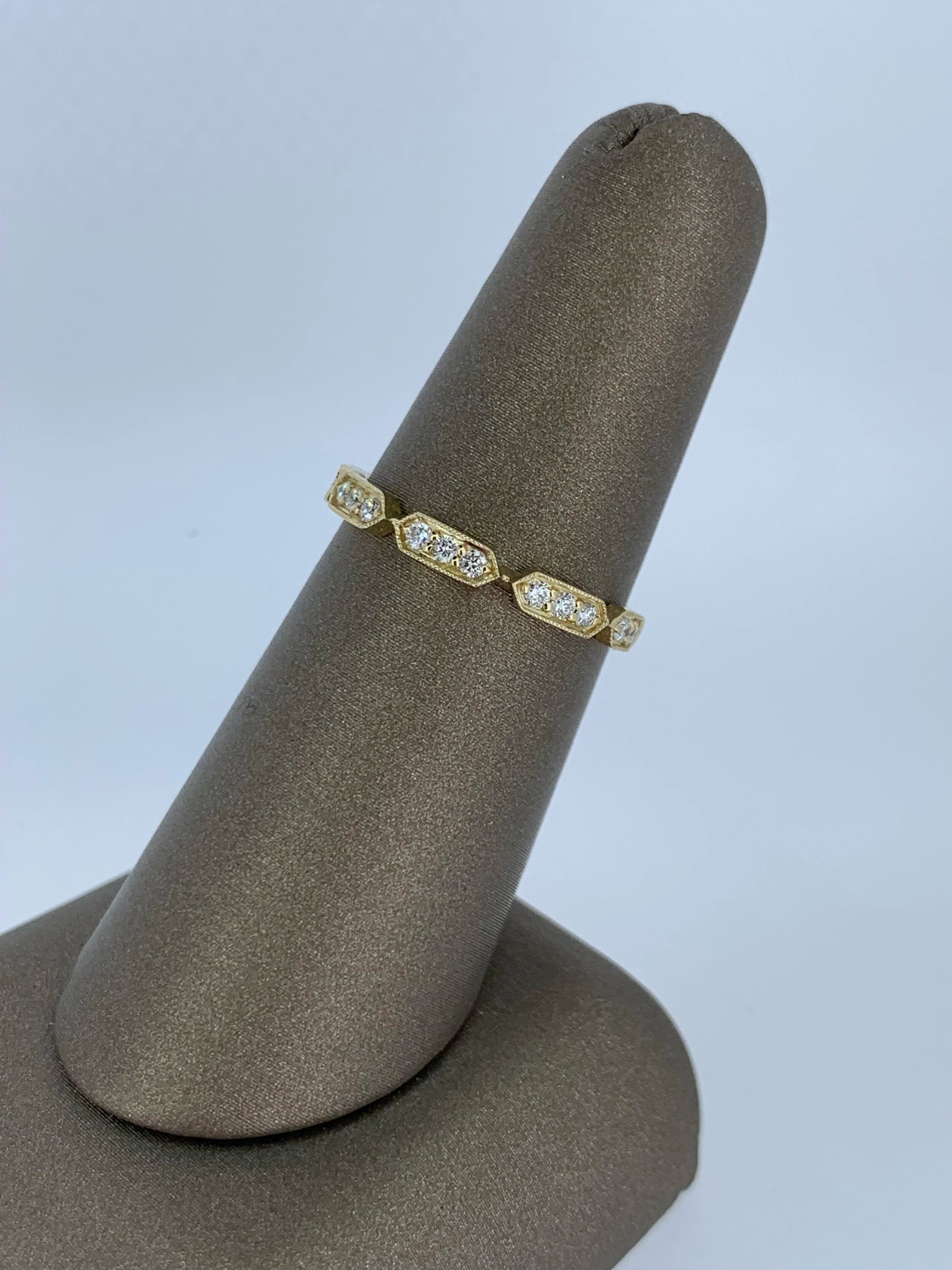 14K Yellow gold diamond band - 14K Yellow Gold | Greco Jewelers - detail view