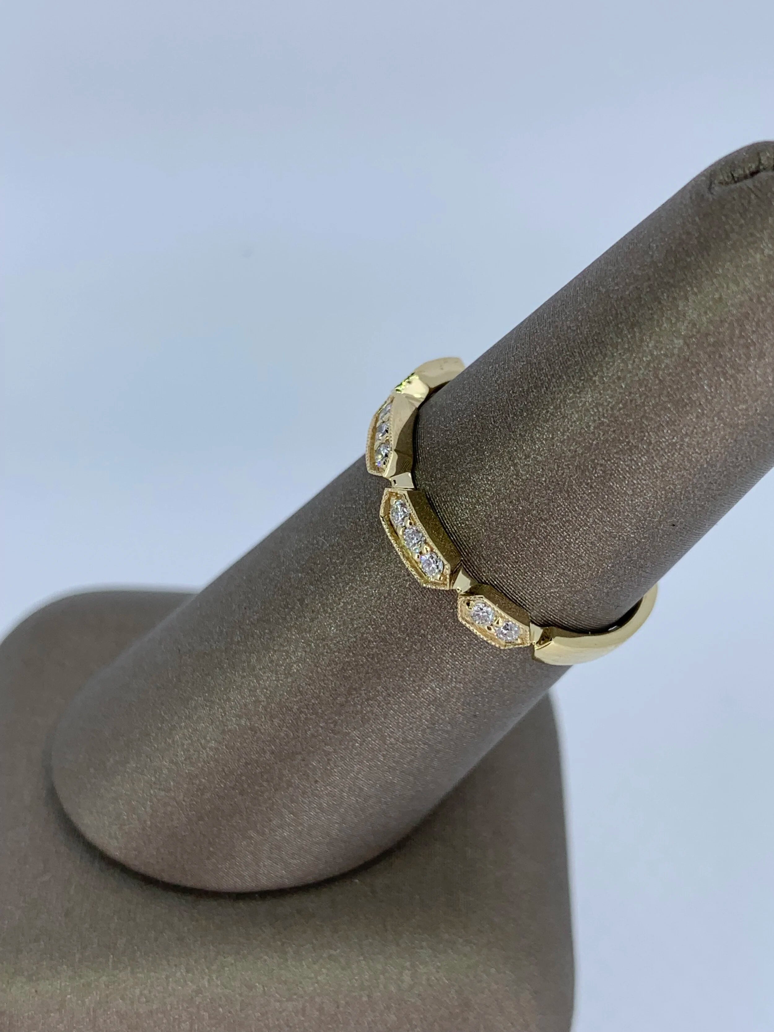 14K Yellow gold diamond band - 14K Yellow Gold | Greco Jewelers - alternate angle