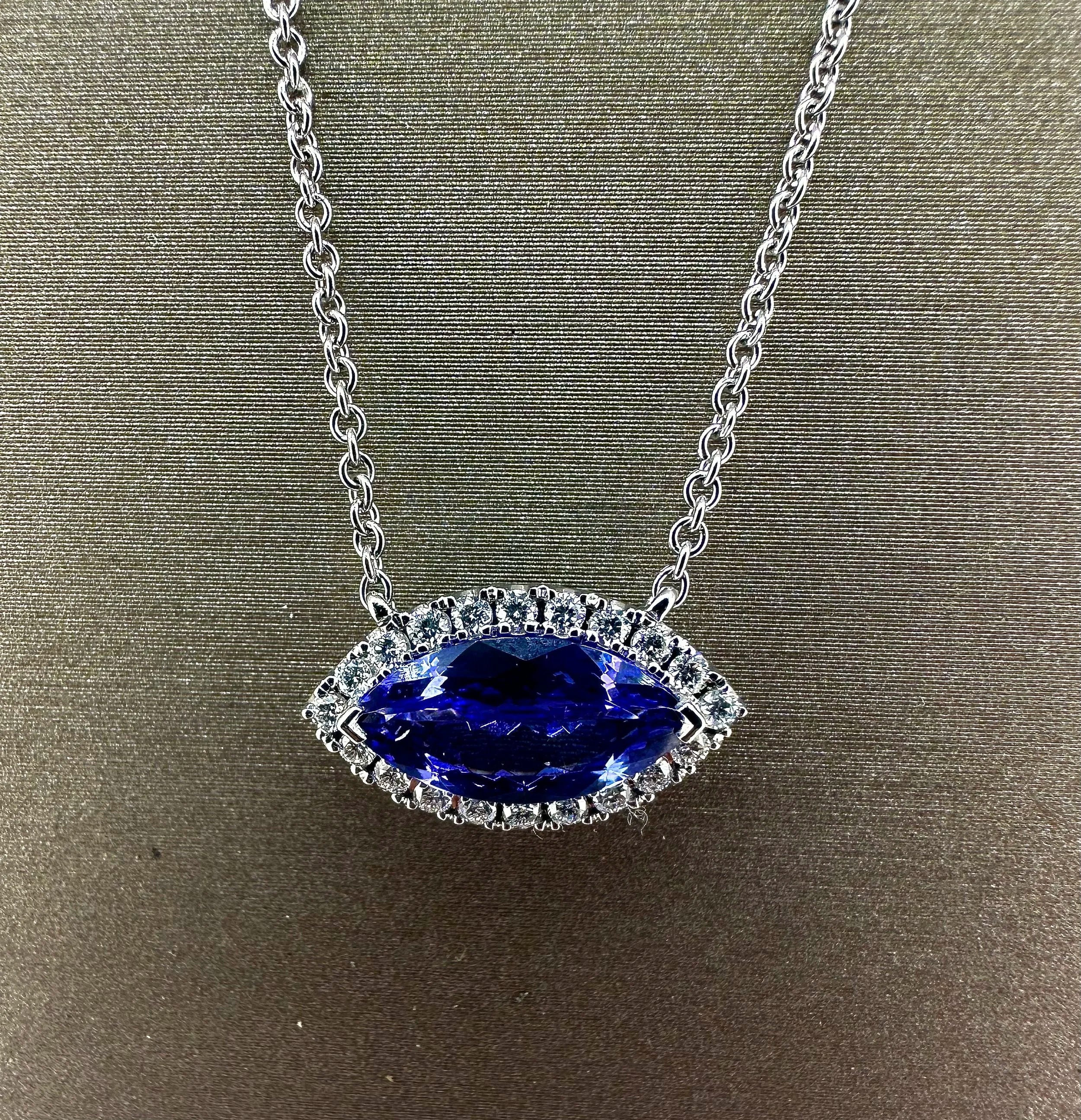 14K White Gold Tanzanite Necklace - 14K White Gold | Greco Jewelers