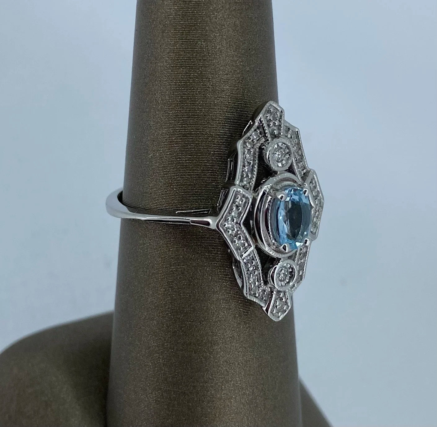 14K Aquamarine Ring - 14K Gold | Greco Jewelers - alternate angle