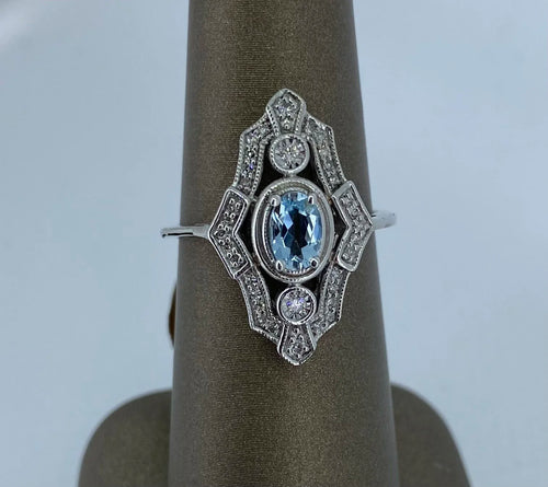 14K Aquamarine Ring - 14K Gold | Greco Jewelers - detail view