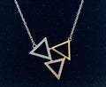 14K Tri-Tone White, Yellow and Rose Gold Triangle Necklace - 14K Tri-Tone Gold | Greco Jewelers