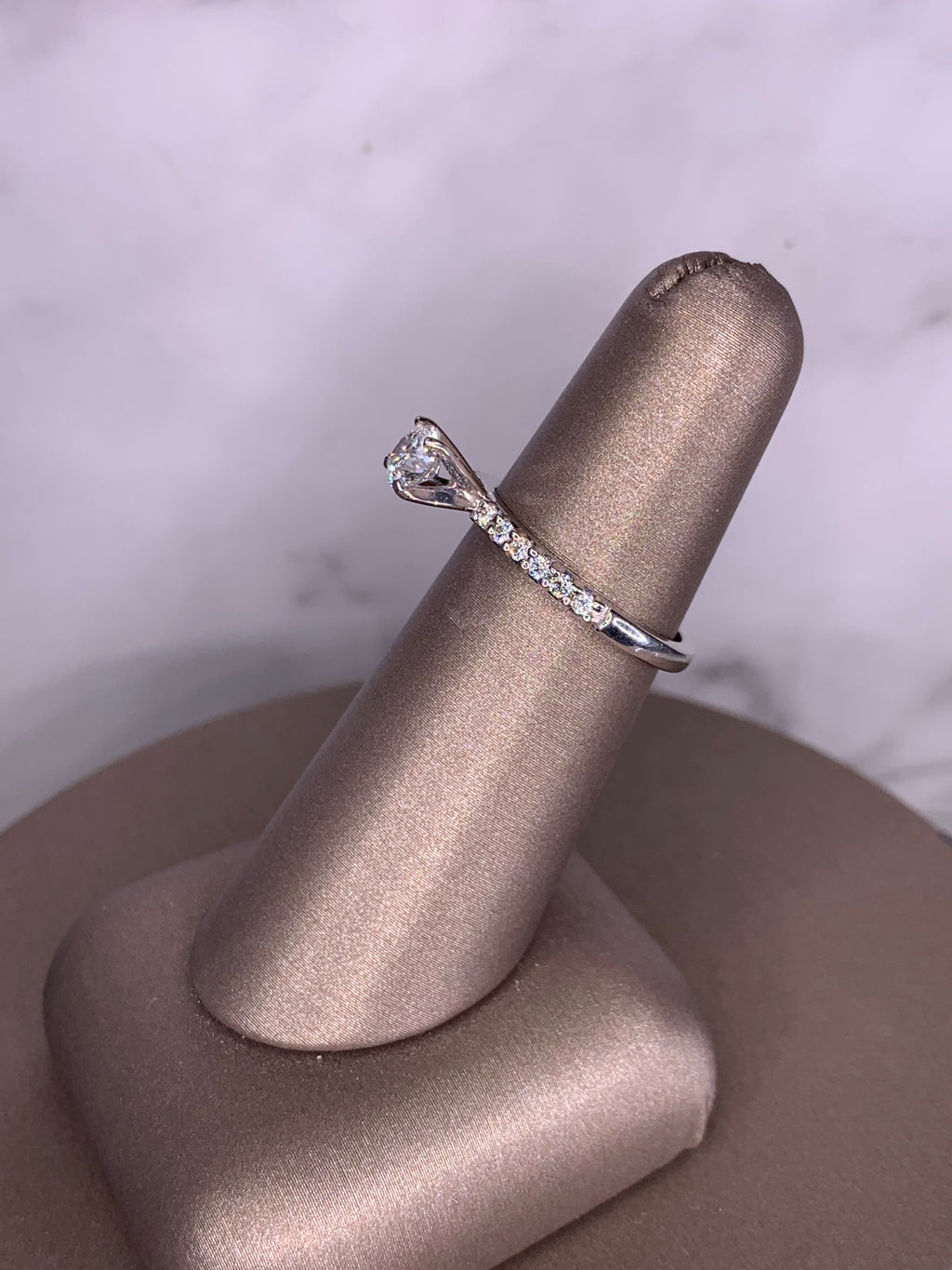 14K White Gold Solitaire Diamond Ring - 14K White Gold | Greco Jewelers - detail view