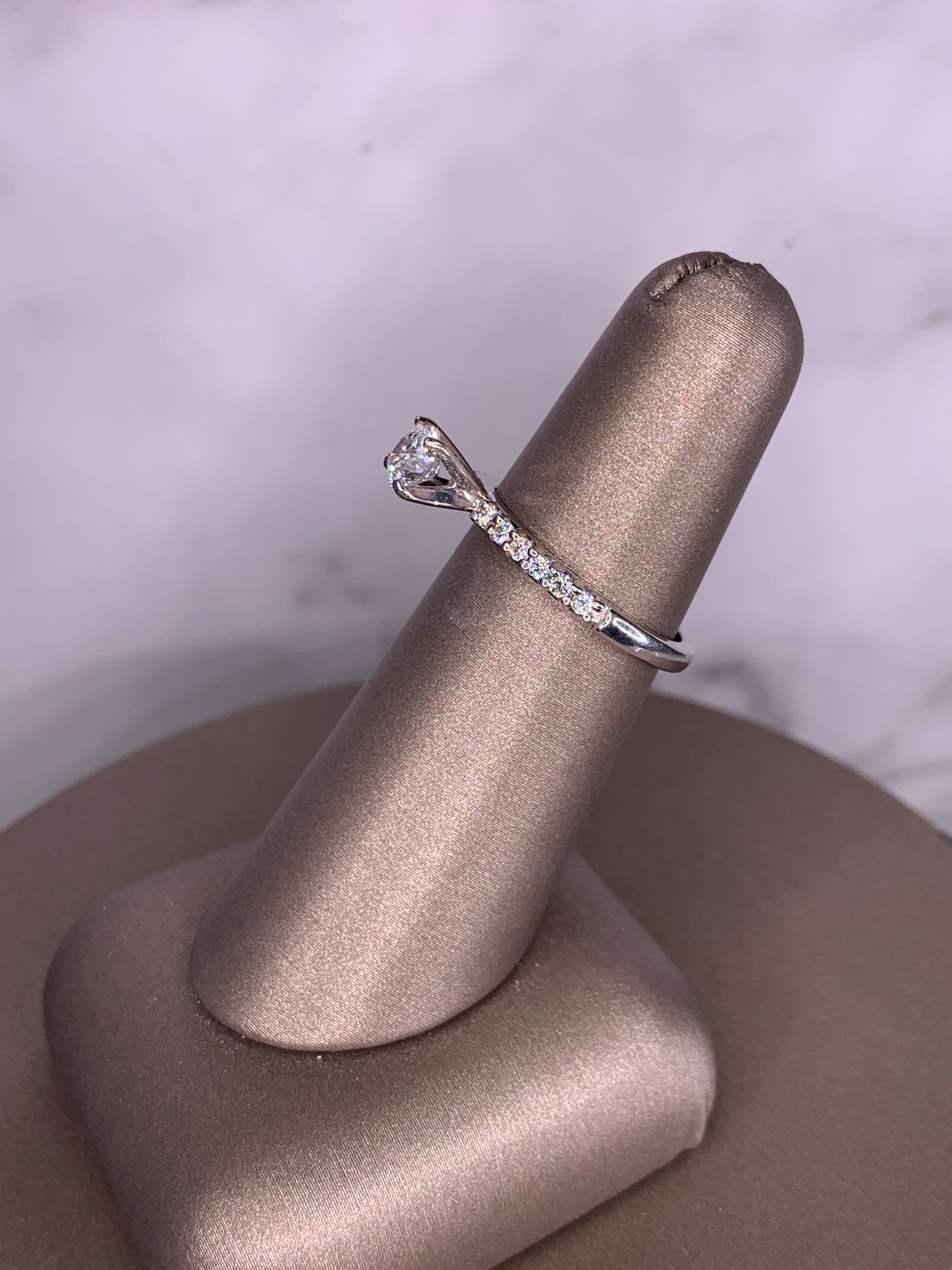 14K White Gold Solitaire Diamond Ring - 14K White Gold | Greco Jewelers - detail view