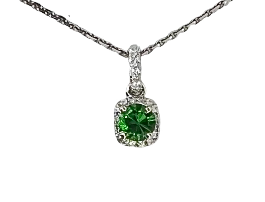 14K White Gold Tsavorite Garnet Pendant - 14K White Gold | Greco Jewelers