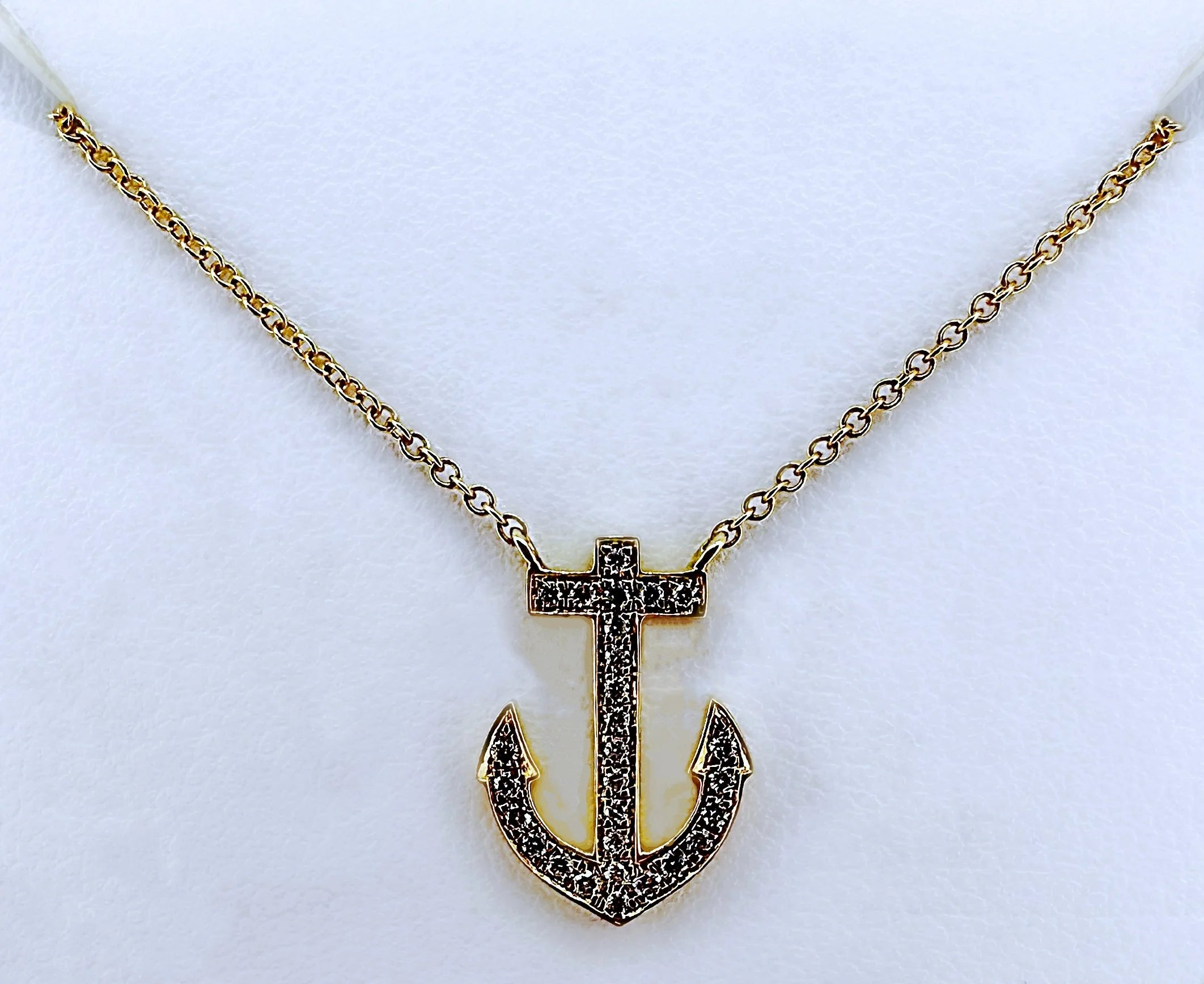 14K Yellow Gold Diamond Anchor Necklace - 14K Yellow Gold | Greco Jewelers