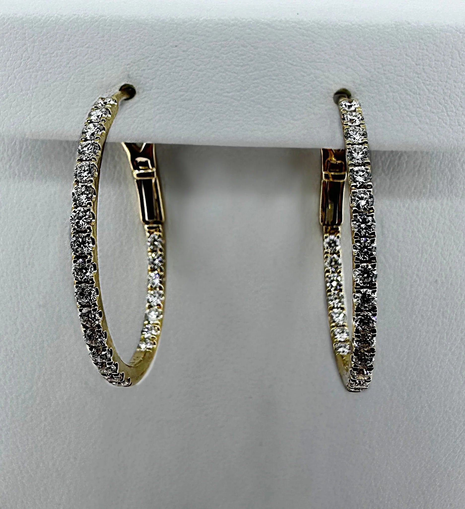 14K Yellow Gold Diamond In and Out Hoop Earrings - 14K Yellow Gold | Greco Jewelers