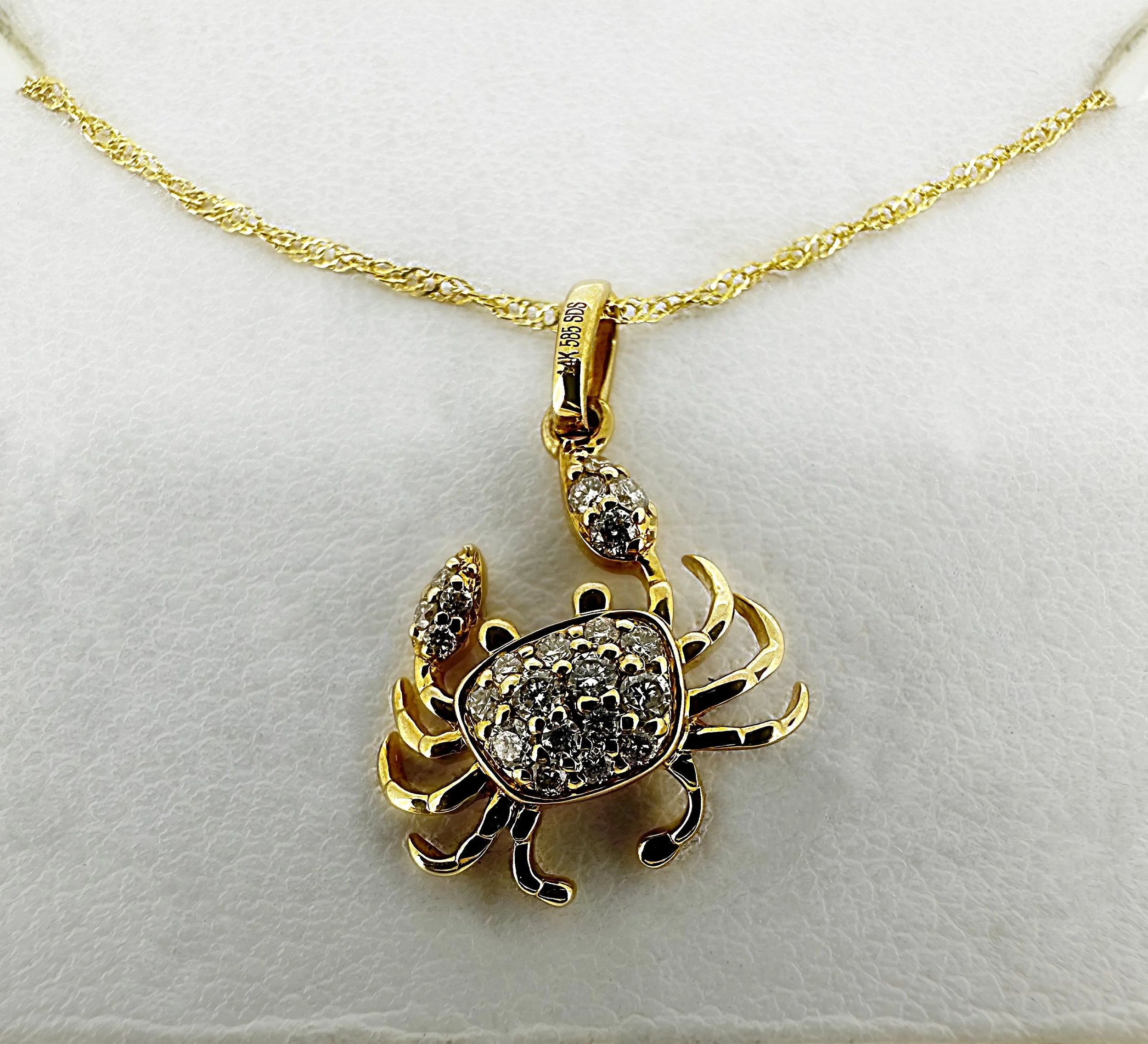 14K Yellow Gold Diamond Crab Necklace - 14K Yellow Gold | Greco Jewelers