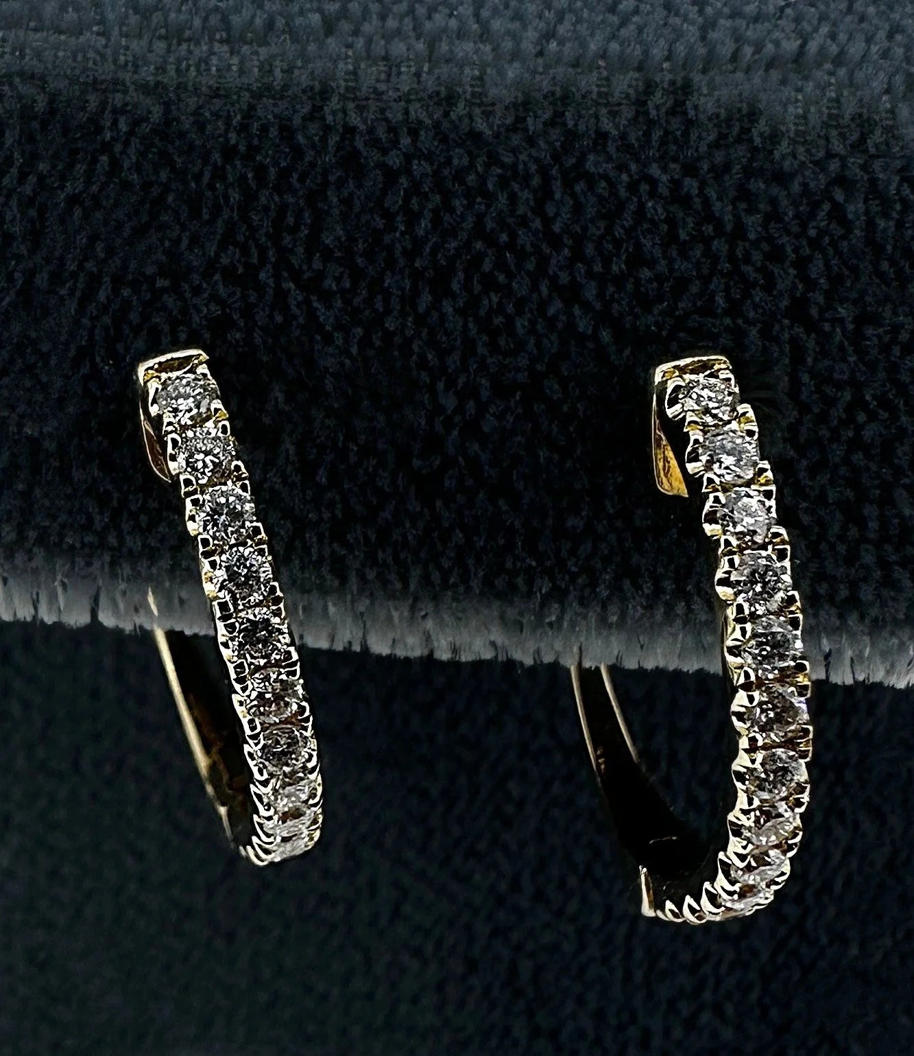 14K Yellow Gold Diamond Hoop Earrings - 14K Yellow Gold | Greco Jewelers