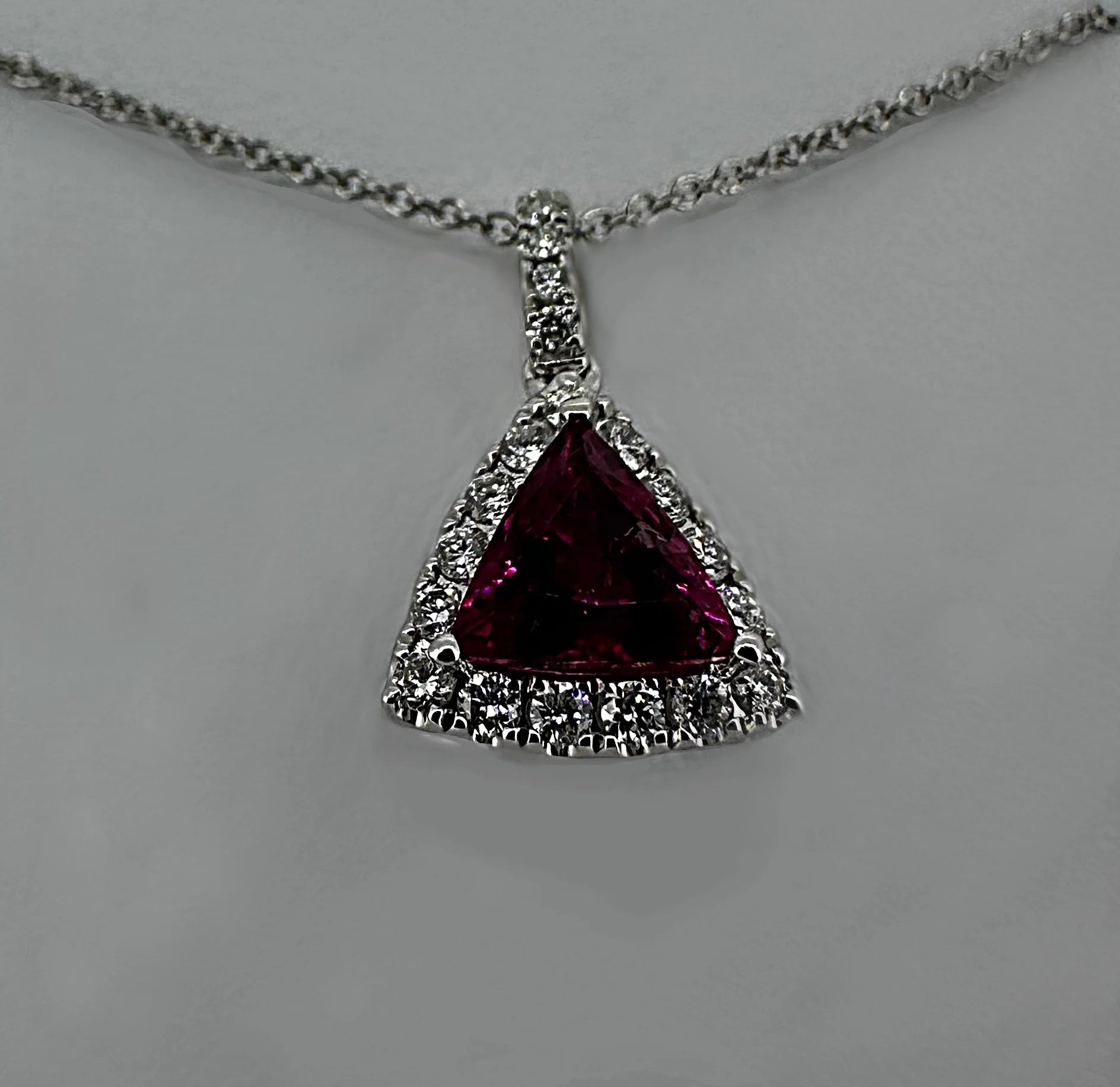 14K White Gold Rubellite Pendant - 14K White Gold | Greco Jewelers