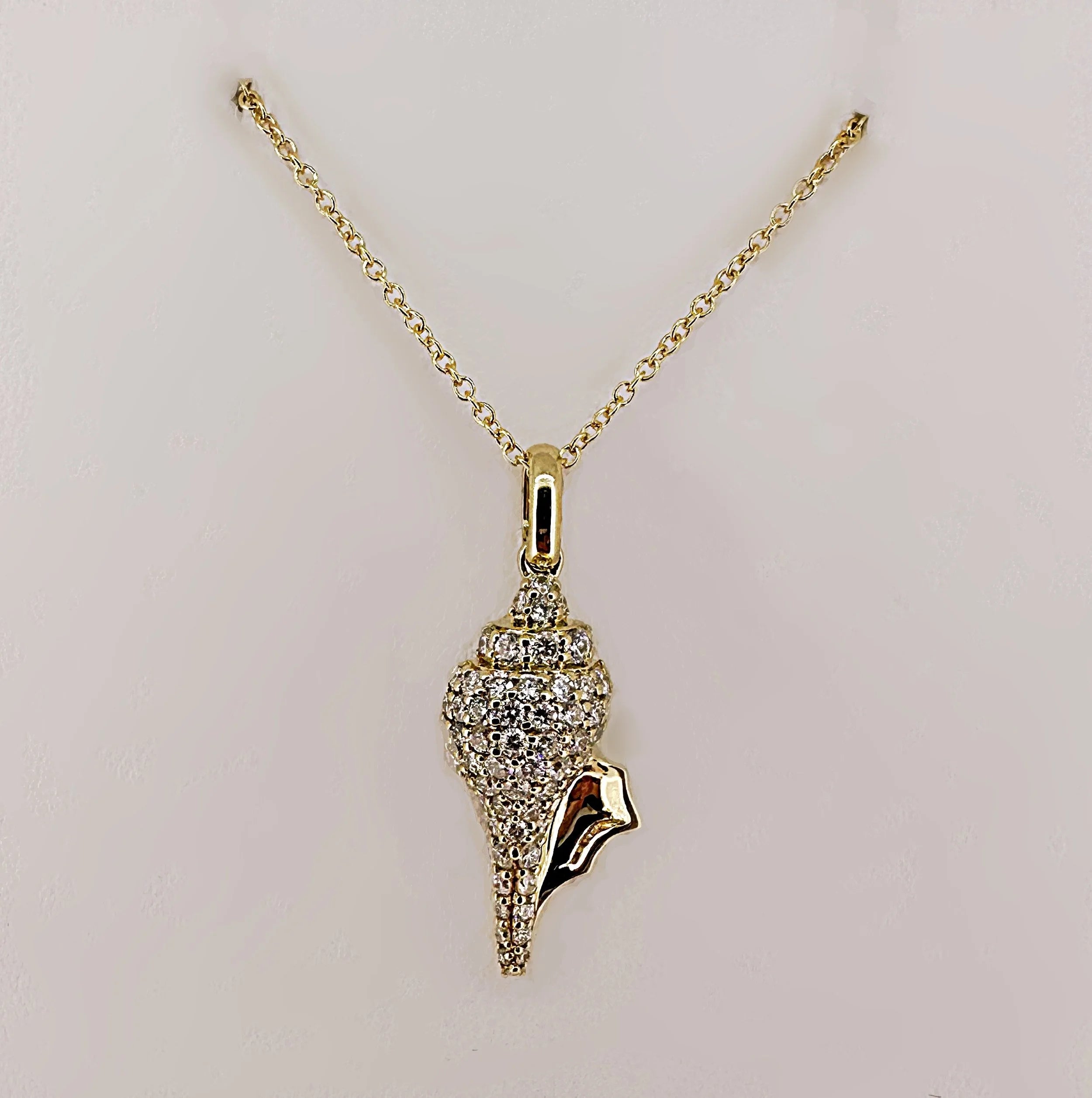 14K Yellow Gold Diamond Shell Necklace - 14K Yellow Gold | Greco Jewelers