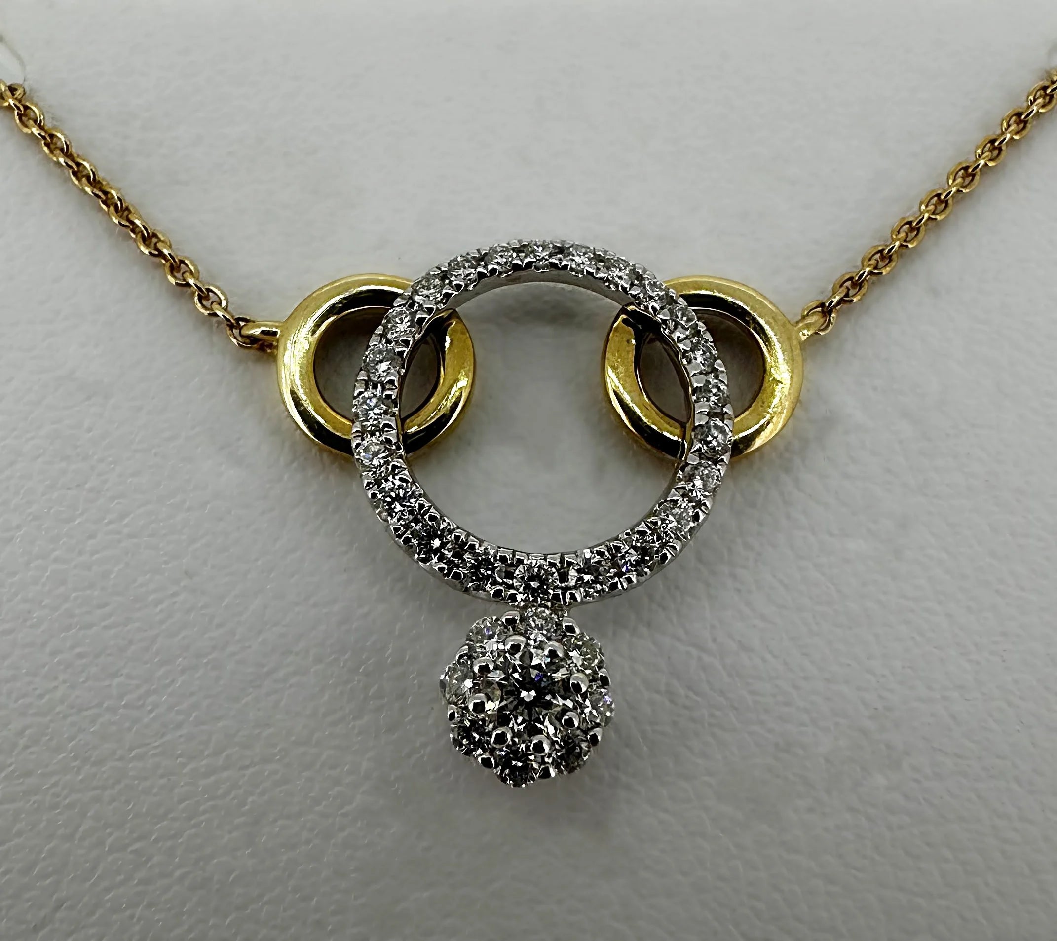 14K Two- Toned Gold Diamond Circle Necklace - 14K Two-Toned Gold | Greco Jewelers