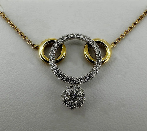 14K Two- Toned Gold Diamond Circle Necklace - 14K Two-Toned Gold | Greco Jewelers