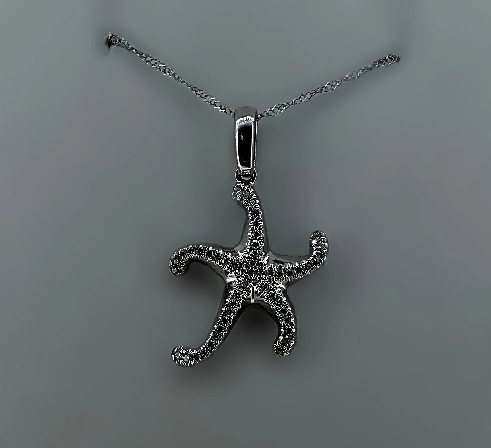 14K White Gold Diamond Starfish Necklace - 14K White Gold | Greco Jewelers